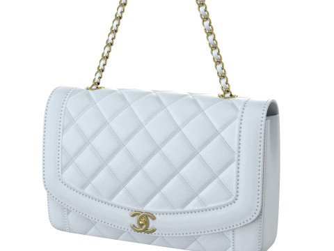 Vintage Medium Diana Flap Bag White 3D Model