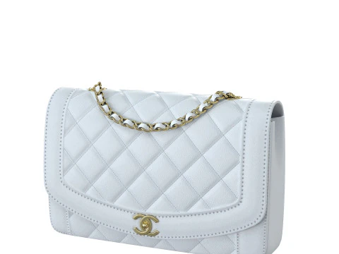 Vintage Medium Diana Flap Bag White 3D Model