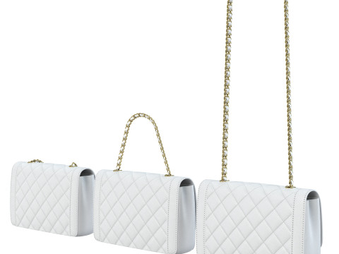Vintage Medium Diana Flap Bag White 3D Model