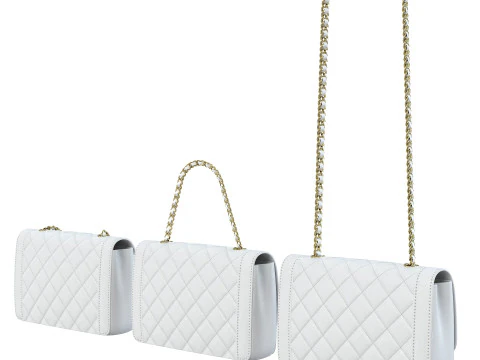 Vintage Medium Diana Flap Bag White 3D Model