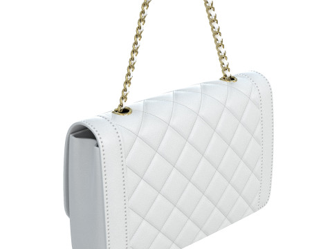 Vintage Medium Diana Flap Bag White 3D Model