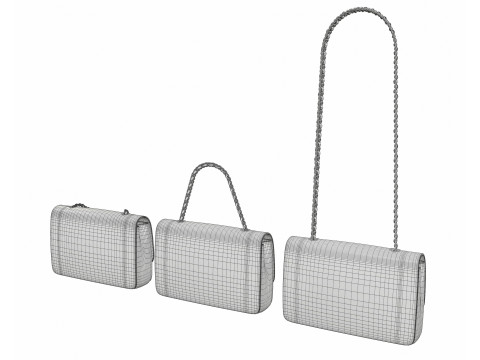 Vintage Medium Diana Flap Bag White 3D Model