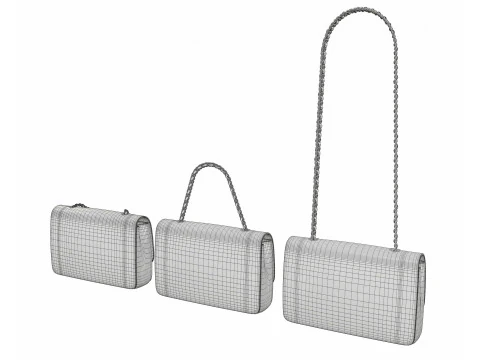 Vintage Medium Diana Flap Bag White 3D Model