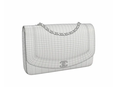 Vintage Medium Diana Flap Bag White 3D Model