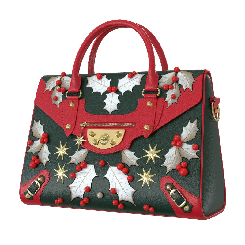 Christmas Fashion HandBag 3D Model .c4d .max .obj .3ds .fbx .stl .blend 