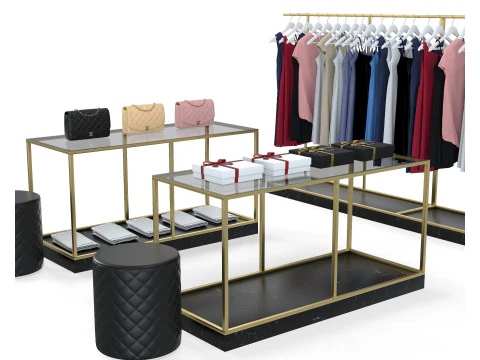 Interior da boutique da loja de tecidos Modelo 3D
