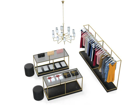 Interior da boutique da loja de tecidos Modelo 3D
