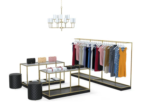 Interior da boutique da loja de tecidos Modelo 3D