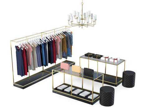Interior da boutique da loja de tecidos Modelo 3D
