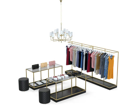 Interior da boutique da loja de tecidos Modelo 3D