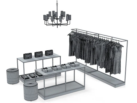 Interior da boutique da loja de tecidos Modelo 3D