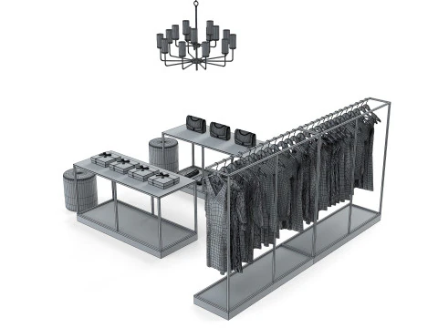 Interior da boutique da loja de tecidos Modelo 3D