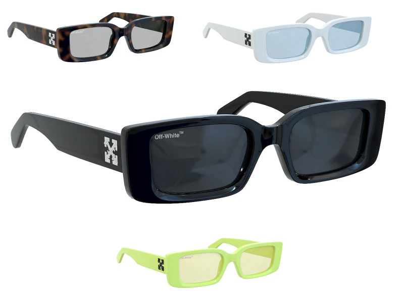 Off White Arthur Rectangle Frame Sunglasses 3D Model .c4d .max .obj .3ds .fbx .stl .blend 