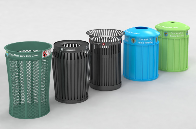 New York City street Trash Bins Recycling 3Dモデル .c4d .max .obj .3ds .fbx .stl .blend