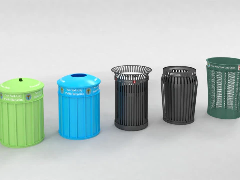 Reciclagem de lixeiras de rua em Nova York Modelo 3D