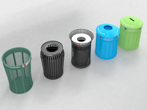 New York City street Trash Bins Recycling 3Dモデル