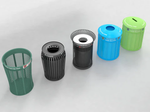 Reciclagem de lixeiras de rua em Nova York Modelo 3D