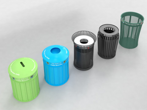New York City street Trash Bins Recycling 3Dモデル