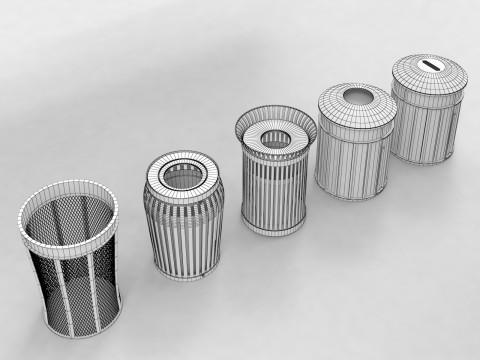 New York City street Trash Bins Recycling 3Dモデル