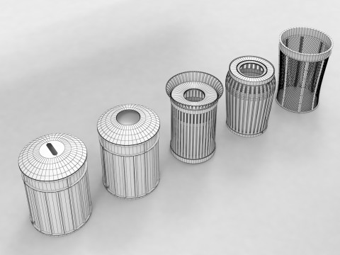 New York City street Trash Bins Recycling 3Dモデル