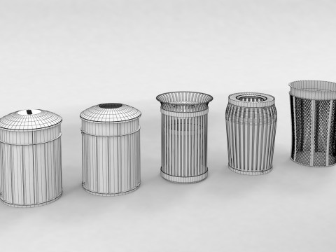 New York City street Trash Bins Recycling 3Dモデル