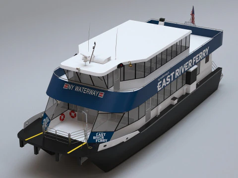 New York City East River Ferry Boat 3D Model