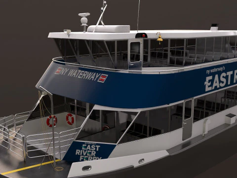New York City East River Ferry Boat 3D Model