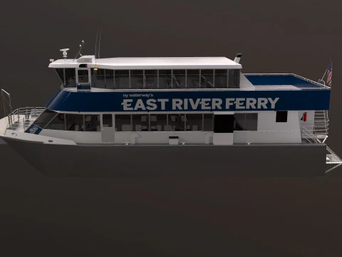 New York City East River Ferry Boat 3D Model