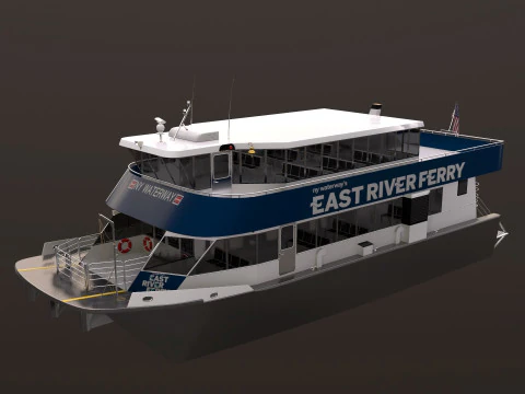 New York City East River Ferry Boat 3D Model