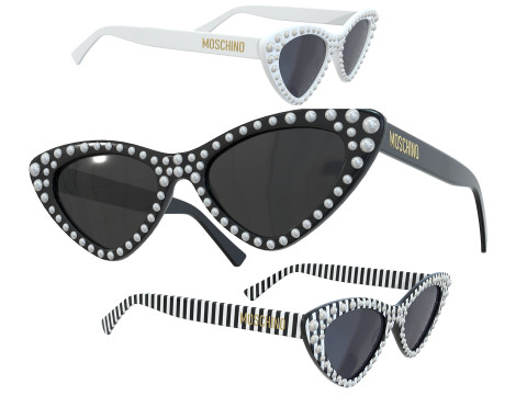 Moschino Cat Eye Sunglasses With Pearls 3D 모델