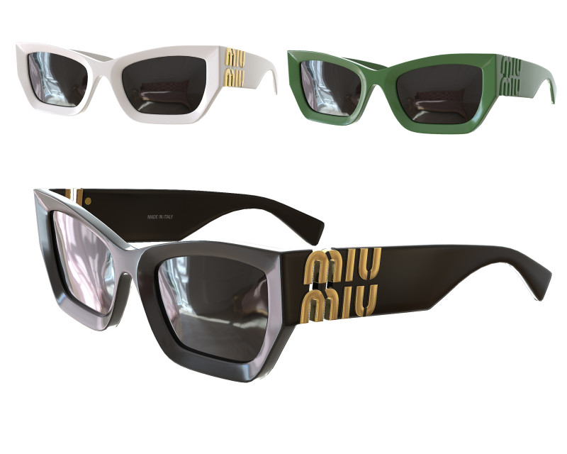 Miu Miu MU 09WS Sunglasses 3D Model .c4d .max .obj .3ds .fbx .stl .blend