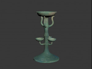 green glaze high pillar lamp in han dynasty Modello 3D