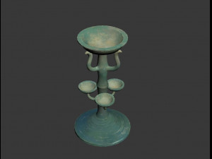 green glaze high pillar lamp in han dynasty Modelo 3D