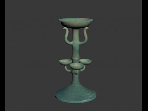 green glaze high pillar lamp in han dynasty Modello 3D