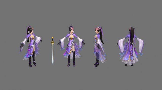 swordsman chivalrous guest Model 3D .c4d .max .obj .3ds .fbx .stl .blend 