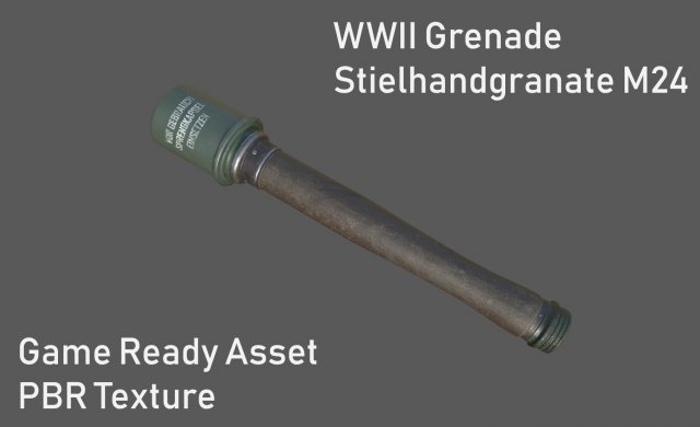 wwii grenade stielhandgranate m24 3D Модель .c4d .max .obj .3ds .fbx .stl .blend 