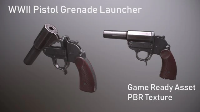 wwii grenade launcher pistol 3D Model .c4d .max .obj .3ds .fbx .stl .blend 
