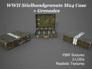 Estuche stielhandgranate m24 de la segunda guerra mundial con granada stielhandgranate m24 Modelo 3D