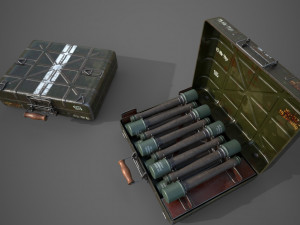 wwii stielhandgranate m24 case with stielhandgranate m24 grenade Modelo 3D
