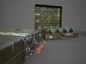 wwii stielhandgranate m24 case with stielhandgranate m24 grenade Modelo 3D