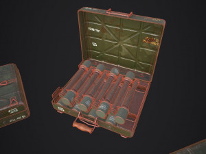 wwii stielhandgranate m24 case with stielhandgranate m24 grenade Modelo 3D