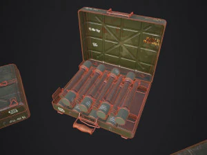 wwii stielhandgranate m24 case with stielhandgranate m24 grenade 3D Model