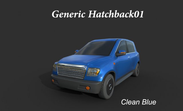 generic hatchback 01 clean blue 3Dモデル .c4d .max .obj .3ds .fbx .stl .blend 