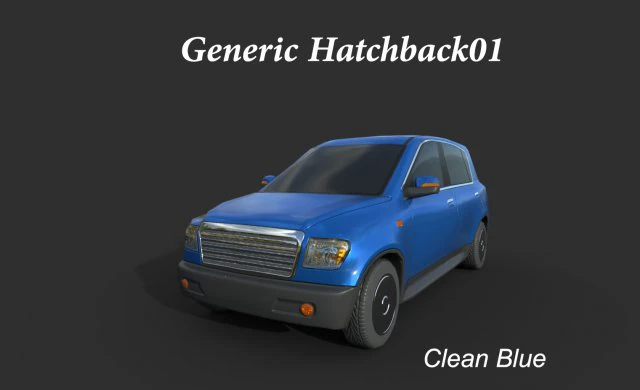 generic hatchback 01 clean blue 3D Model .c4d .max .obj .3ds .fbx .stl .blend 