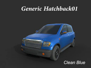 hatchback gen&eacute;rico 01 azul limpo Modelo 3D