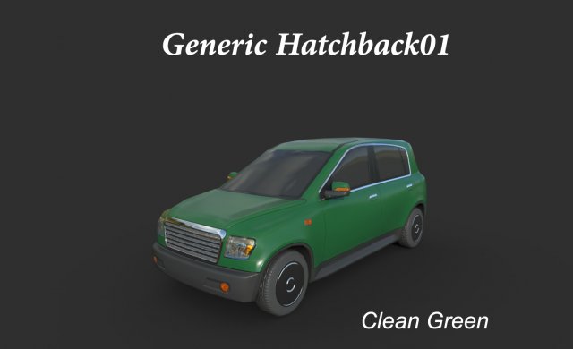 generic hatchback 01 clean green 3D 모델 .c4d .max .obj .3ds .fbx .stl .blend 