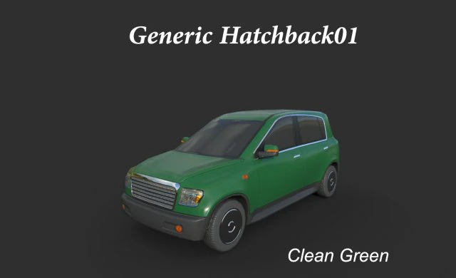 generic hatchback 01 clean green 3D Model .c4d .max .obj .3ds .fbx .stl .blend