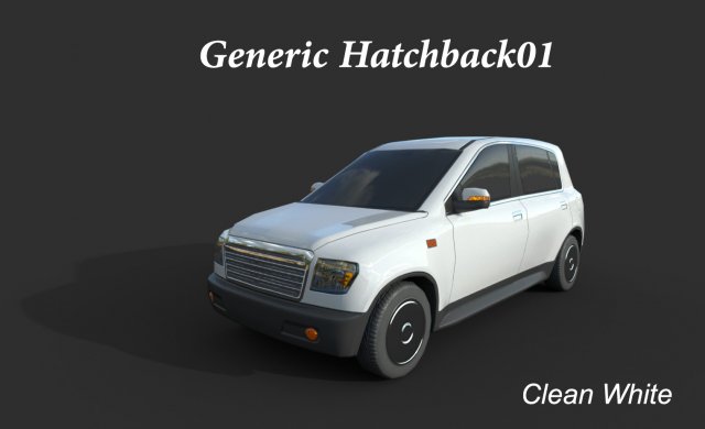 generic hatchback 01 clean white 3D Модель .c4d .max .obj .3ds .fbx .stl .blend 