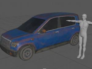generic hatchback 01 rusty blue 3D Model