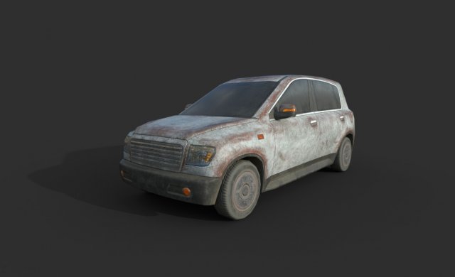 generic hatchback 01 rusty white Modelo 3D .c4d .max .obj .3ds .fbx .stl .blend 
